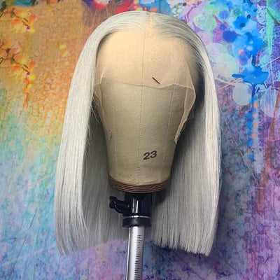 Peluca Larga Liso Plateado Gris Encaje Frontal Estilo Europeo Americano - Image 6