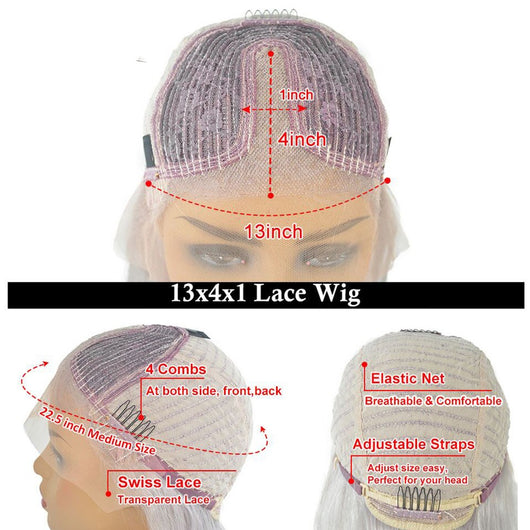 Peluca Larga Liso Plateado Gris Encaje Frontal Estilo Europeo Americano - Image 10