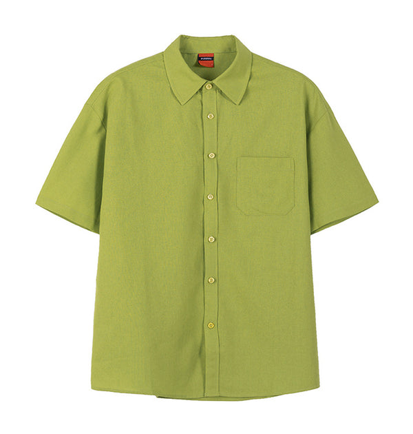 Camisa de Lino Coreana Minimalista - Estilo Casual Versátil