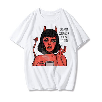 Playera Suelta con Estampado Diablo para Mujer - Image 23