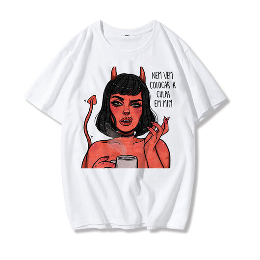 Playera Suelta con Estampado Diablo para Mujer - Image 23