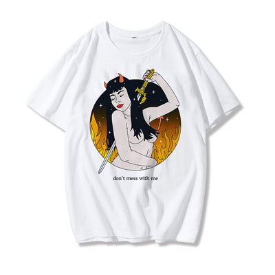 Playera Suelta con Estampado Diablo para Mujer - Image 7
