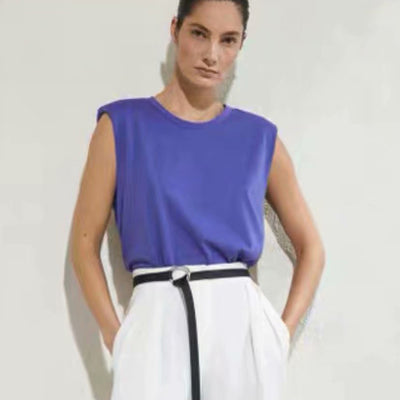 Blusa Casual de Algodón para Mujer sin Mangas con Hombreras - Image 10