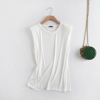 Blusa Casual de Algodón para Mujer sin Mangas con Hombreras - Image 11