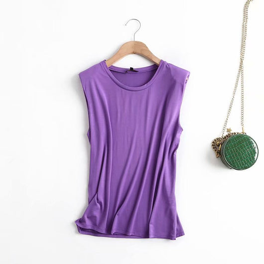Blusa Casual de Algodón para Mujer sin Mangas con Hombreras - Image 13