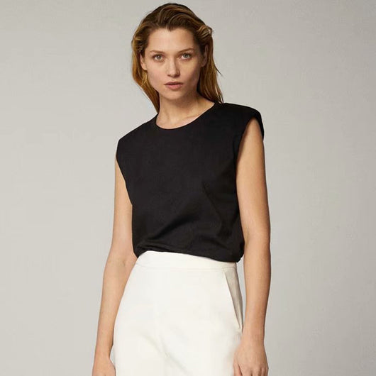 Blusa Casual de Algodón para Mujer sin Mangas con Hombreras - Image 15