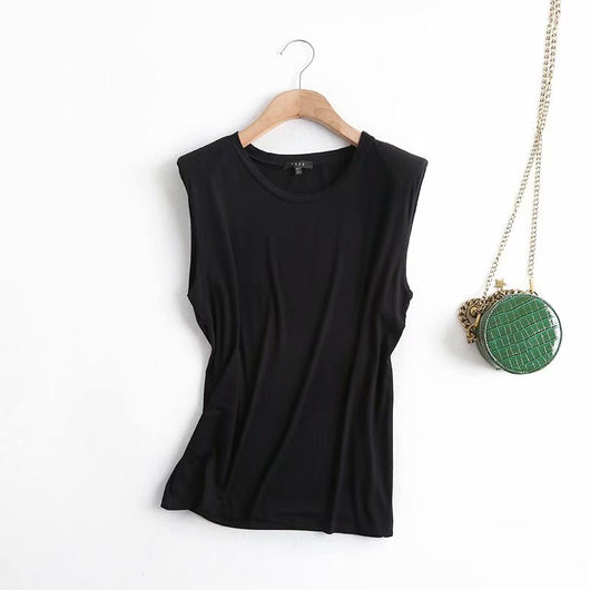 Blusa Casual de Algodón para Mujer sin Mangas con Hombreras - Image 3