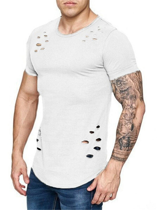 Camiseta Holgada Básica para Hombre con Detalles Rotos - Tallas Grandes - Image 11