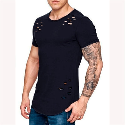 Camiseta Holgada Básica para Hombre con Detalles Rotos - Tallas Grandes - Image 14