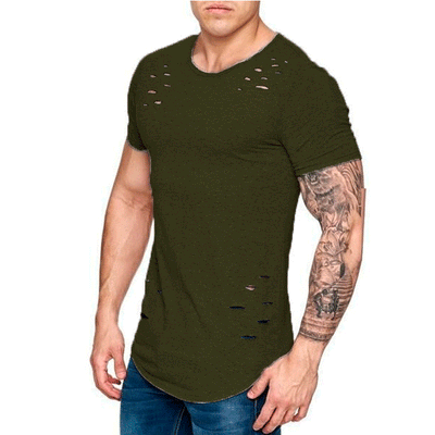 Camiseta Holgada Básica para Hombre con Detalles Rotos - Tallas Grandes - Image 10