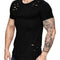 Camiseta Holgada Básica para Hombre con Detalles Rotos - Tallas Grandes