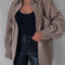 Chaqueta Camisa Suelta de Lana con Solapa Abotonada