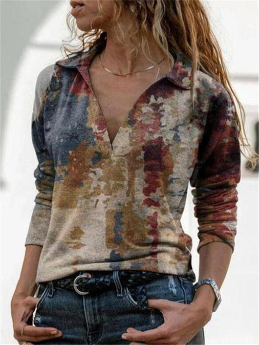 Blusa Larga Estampada Cuello V para Mujer - Image 5