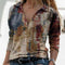Blusa Larga Estampada Cuello V para Mujer
