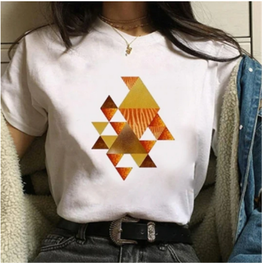 Camiseta Suelta Estampada para Mujer - Cuello Redondo Manga Corta - Image 9