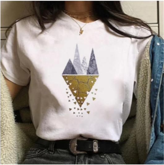 Camiseta Suelta Estampada para Mujer - Cuello Redondo Manga Corta - Image 15