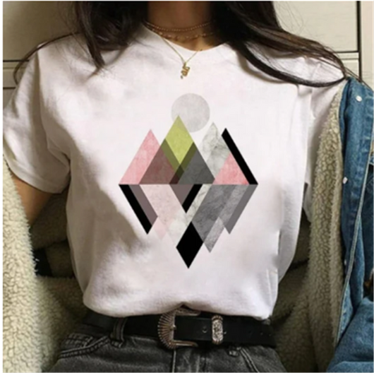 Camiseta Suelta Estampada para Mujer - Cuello Redondo Manga Corta - Image 11