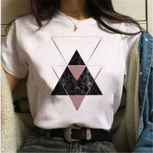 Camiseta Suelta Estampada para Mujer - Cuello Redondo Manga Corta - Image 16