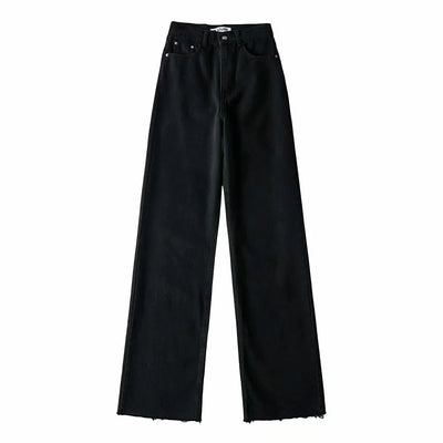 Pantalón Denim Ancho Cintura Alta con Borde Crudo - Image 8