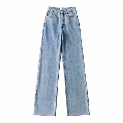 Pantalón Denim Ancho Cintura Alta con Borde Crudo - Image 4