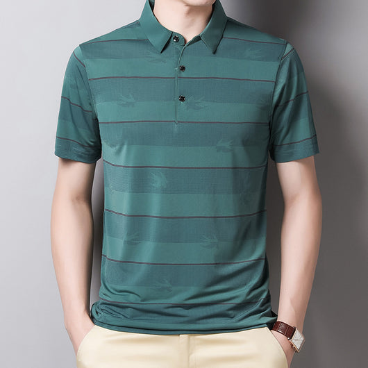 Playera Empresarial de Seda de Hielo para Hombre - Manga Corta Tendencia Verano - Image 11
