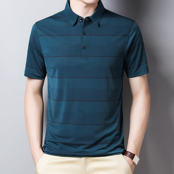 Playera Empresarial de Seda de Hielo para Hombre - Manga Corta Tendencia Verano