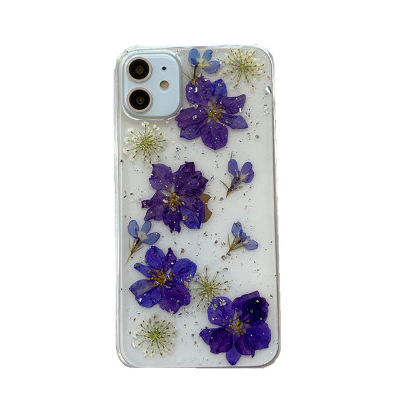 Funda Protectora para Teléfono con Flores Naturales Preservadas