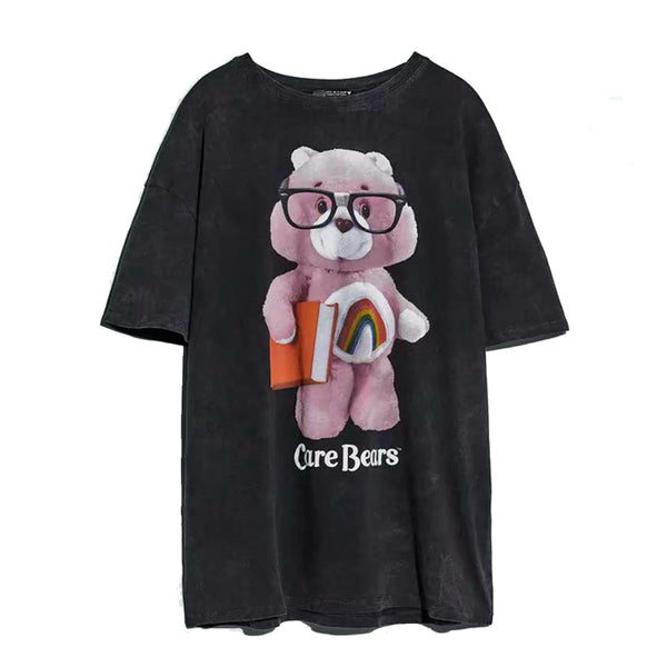 Playera Suelta ZA con Estampado de Osito Amor - Manga Corta Verano