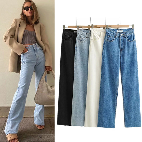 Pantalón Talle Alto Deshilachado con Efecto Vintage