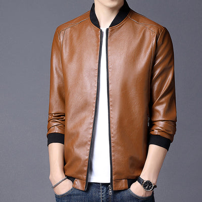 Chaqueta de Cuero para Motociclista Slim Fit Elegante