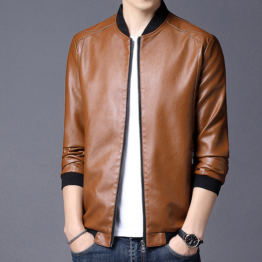 Chaqueta de Cuero para Motociclista Slim Fit Elegante