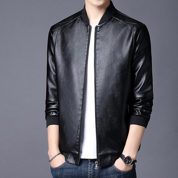 Chaqueta de Cuero para Motociclista Slim Fit Elegante