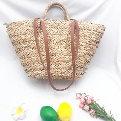 Bolsa Tejida de Paja Artesanal con Detalles de Papel - Bolsa de Playa y Viaje - Image 12