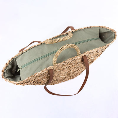 Bolsa Tejida de Paja Artesanal con Detalles de Papel - Bolsa de Playa y Viaje - Image 3