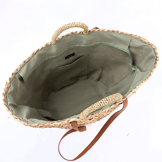 Bolsa Tejida de Paja Artesanal con Detalles de Papel - Bolsa de Playa y Viaje - Image 2