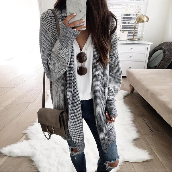 Cardigan de Lana Cuadros para Mujer - Elegancia Clásica