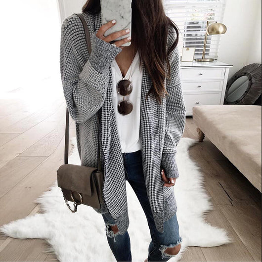 Cardigan de Lana Cuadros para Mujer - Elegancia Clásica