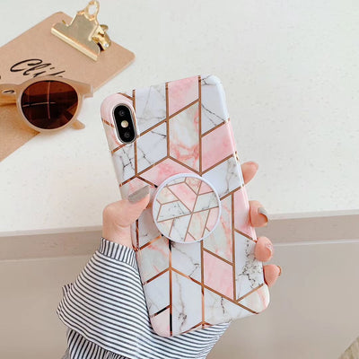 Funda Protectora para Teléfono con Soporte Plegable en Mármol Geométrico - Image 10
