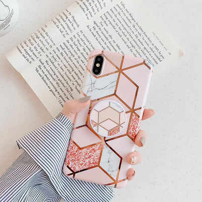 Funda Protectora para Teléfono con Soporte Plegable en Mármol Geométrico - Image 12