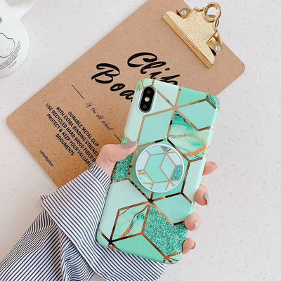 Funda Protectora para Teléfono con Soporte Plegable en Mármol Geométrico - Image 14