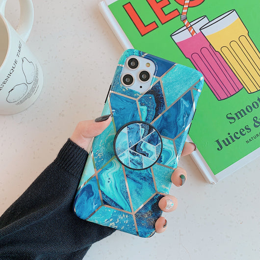 Funda Protectora para Teléfono con Soporte Plegable en Mármol Geométrico - Image 16