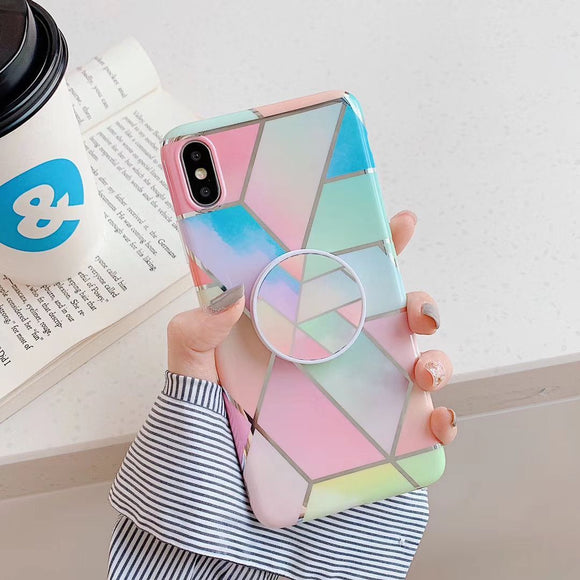 Funda Protectora para Teléfono con Soporte Plegable en Mármol Geométrico