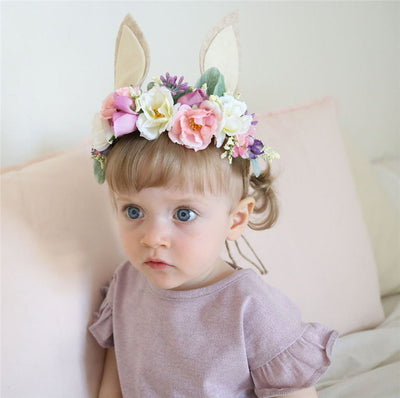 Diadema Infantil Orejas de Conejo con Flores Playa - Accesorio Temático Vacaciones - Image 18