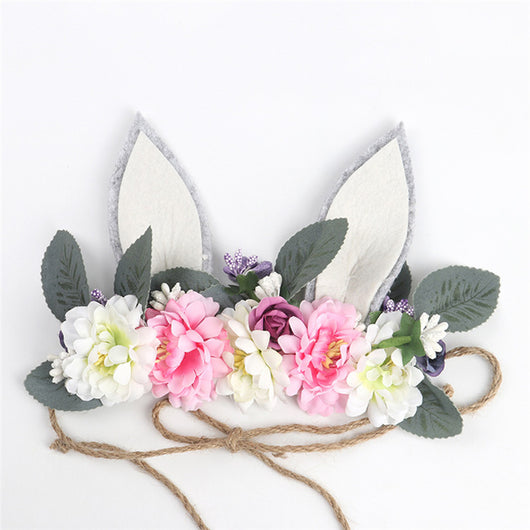 Diadema Infantil Orejas de Conejo con Flores Playa - Accesorio Temático Vacaciones - Image 2