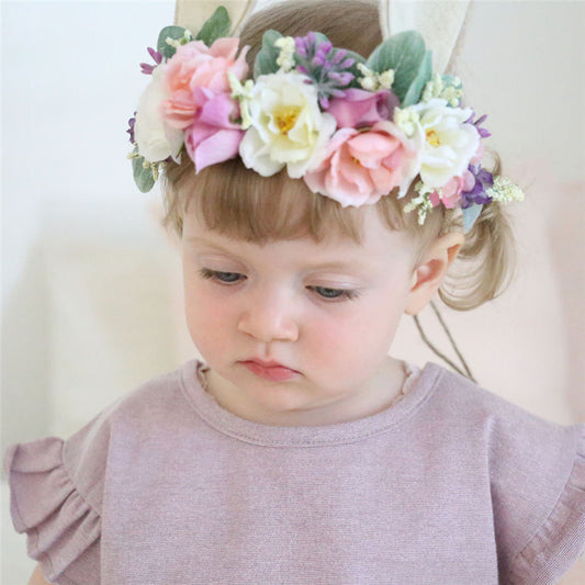 Diadema Infantil Orejas de Conejo con Flores Playa - Accesorio Temático Vacaciones