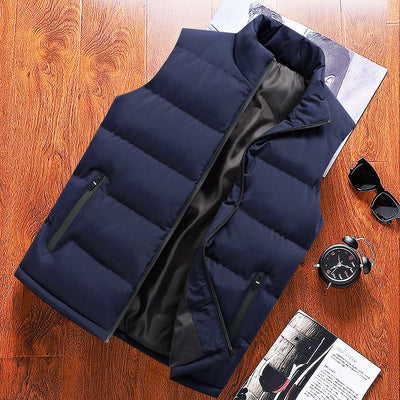 Chaleco Casual Hombre Cuello Alto Abrigo Térmico Color Sólido - Image 11