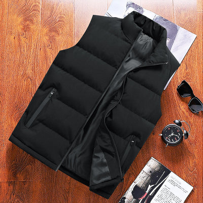 Chaleco Casual Hombre Cuello Alto Abrigo Térmico Color Sólido