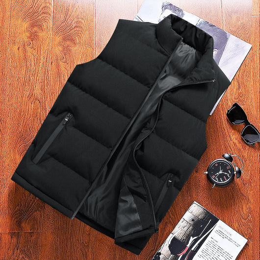 Chaleco Casual Hombre Cuello Alto Abrigo Térmico Color Sólido