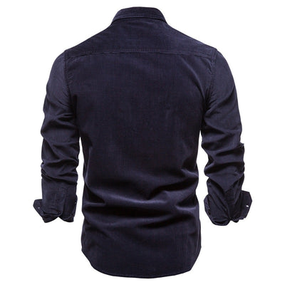 Camisa Azul de Manga Larga para Hombre - Estilo Universitario - Image 2