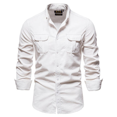 Camisa Azul de Manga Larga para Hombre - Estilo Universitario - Image 6